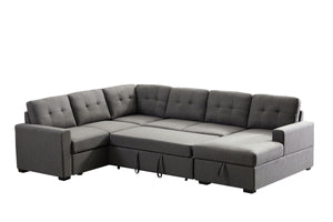 Selene - Linen Fabric Sleeper Sectional Sofa With Storage Chaise by Couch.com