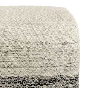Macie - Square Woven Outdoor / Indoor Pouf - Gray / White by Couch.com
