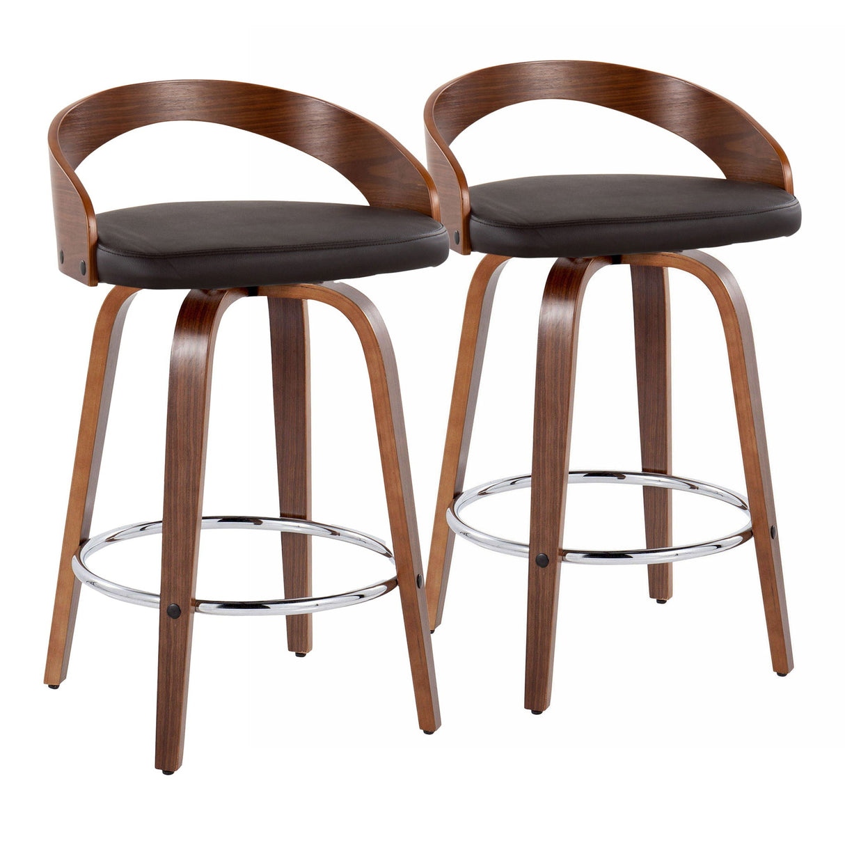 Grotto - Mid Century Modern Elegant Fixed Height Counter Stool With Swivel With Round Footrest (Set of 2) by Couch.com