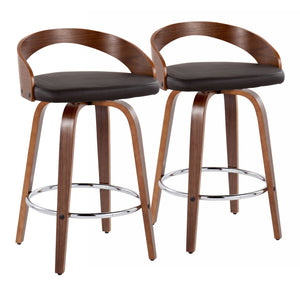 Grotto - Mid Century Modern Elegant Fixed Height Counter Stool With Swivel With Round Footrest (Set of 2) by Couch.com