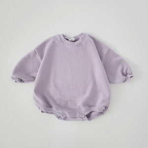 Baby Solid Color Loose Fitting Long Sleeved Jumpsuit