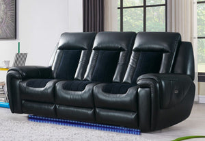Clark - Blanche / Velvet Power Reclining Sofa With LED - Black by Couch.com