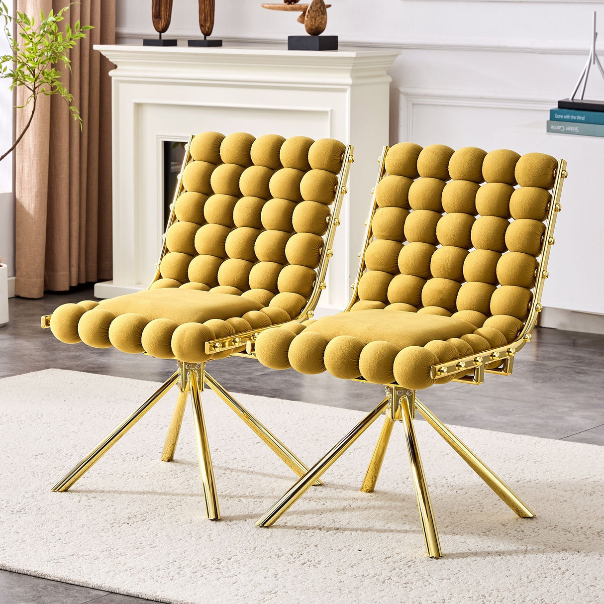 Puffy Bubble Ball Chain Dining Chairs For Dining Room (Set of 2)