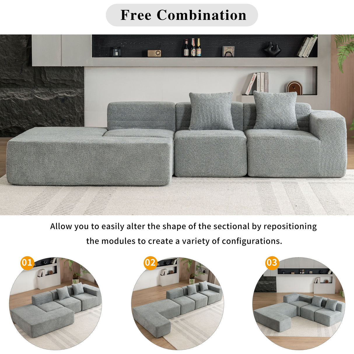 Sectional Sofa Full-Compressed Sofa Couch Free-Combined Sofa For Living Room by Couch.com