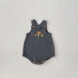 Baby Boys And Girls Mushroom Embroidered Romper Embroidered Hat