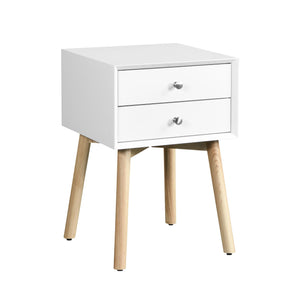 Modern Side Table With 2 Drawer, Mid-Century Storage Cabinet For Bedroom - White by Couch.com
