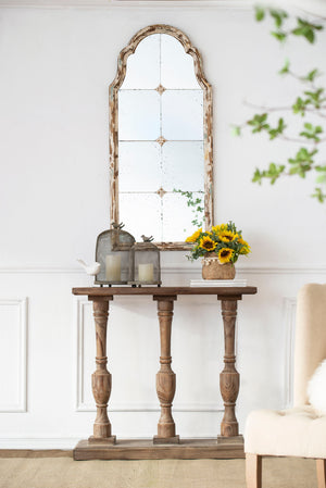 Large & Framed Wall Mirror, Arched Mirror With Decorative Window Look For Living Room - Cream by Couch.com