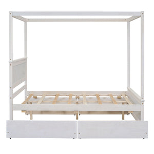 Canopy Platform Bed With Drawers, Support Slats, No Box Spring Needed by Couch.com