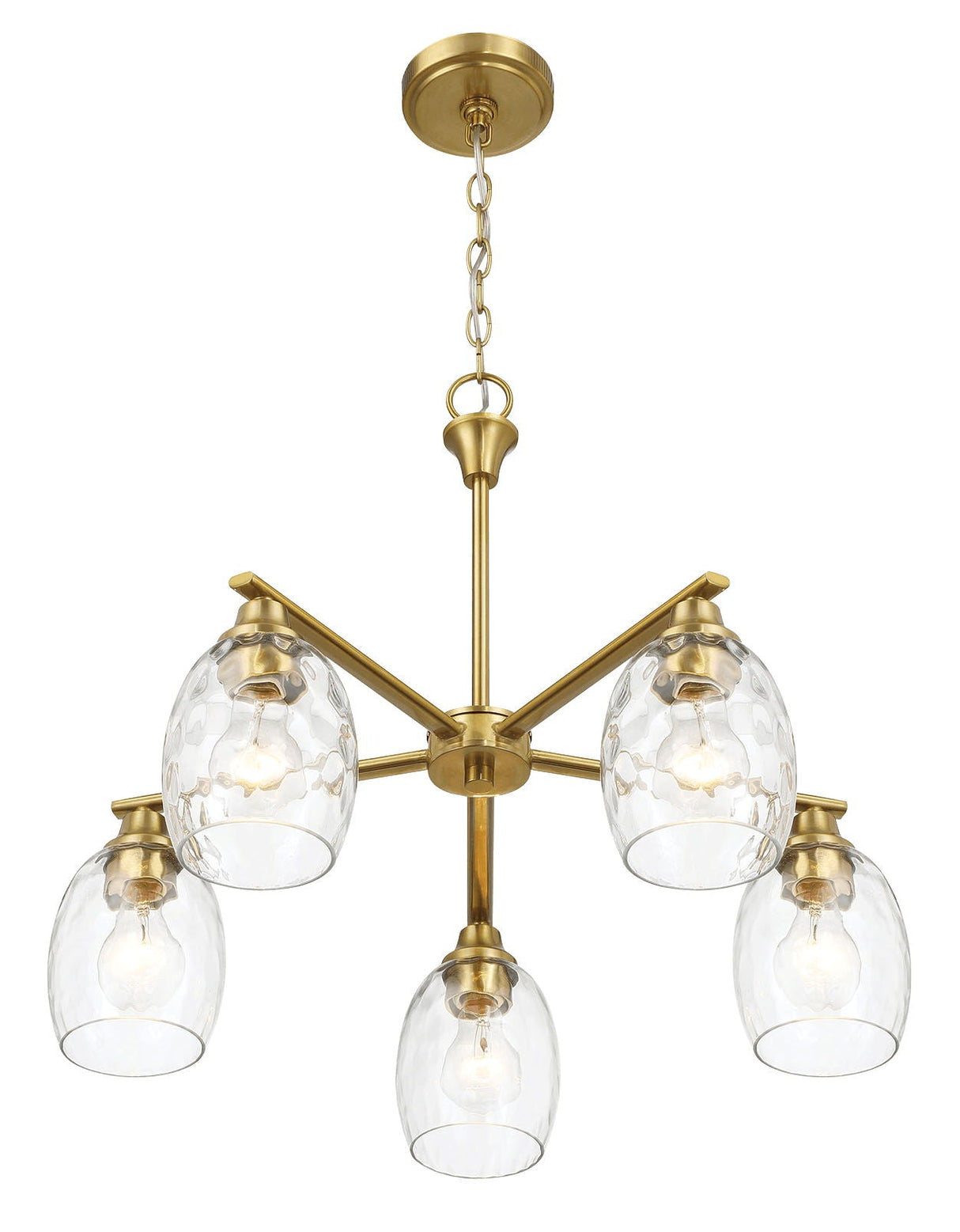 Elegance 5 Lights Linear Arms With Chain Chandelier - Clear / Gold by Couch.com