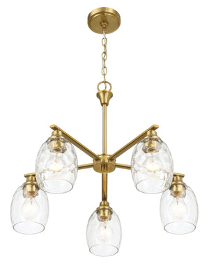 Elegance 5 Lights Linear Arms With Chain Chandelier - Clear / Gold by Couch.com