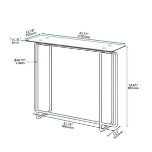 Console Table Single Layer Tempered Glass Rectangular Porch Table Black Leg Double Tempered Glass Tea Table by Couch.com