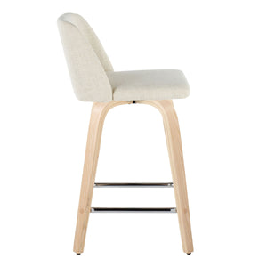 Toriano - Contemporary Fixed Height Counter Stool Swivel With Square Footrest (Set of 2) by Couch.com