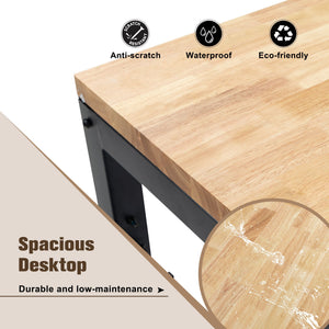 Adjustable Height Workbench, Rubber Wood Top Heavy Duty Workstation With Power Outlets, 2000 Lbs Load Capacity Hardwood Worktable For Workshop, Garage, Office, Home, Commercial - Black by Couch.com