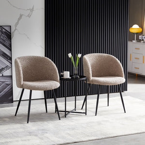 Adjust Legs Upholstered Teddy Faux Fur Dining Armrest Chair (Set of 2) by Couch.com