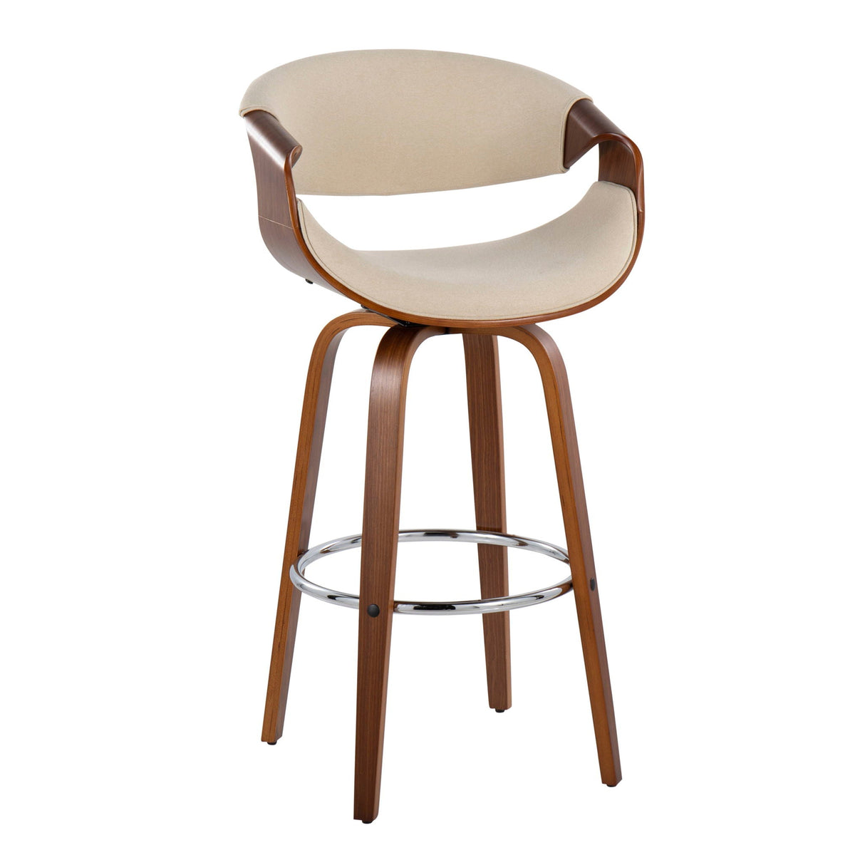 Curvini Mid - Century Modern Fixed Height Barstool With Swivel (Set of 2) by Couch.com