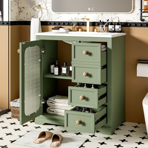 Bathroom Vanity With A Soft Close Glass Door, Adjustable Shelves, And Three Drawers by Couch.com