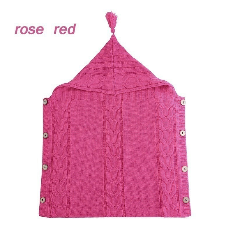 Infant Baby Tassel Ca P Sleeping Bag Sweater Wooden Button Hooded Sleeping Bag
