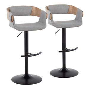 Elisa - Mid Century Modern Adjustable Barstool With Swivel & Rounded T Footrest (Set of 2) by Couch.com