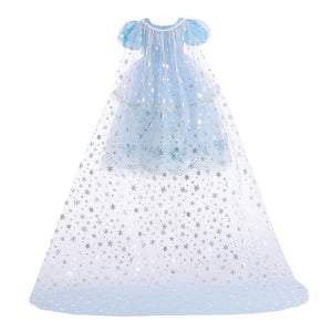 Girls' Princess Long Short-sleeved Dress