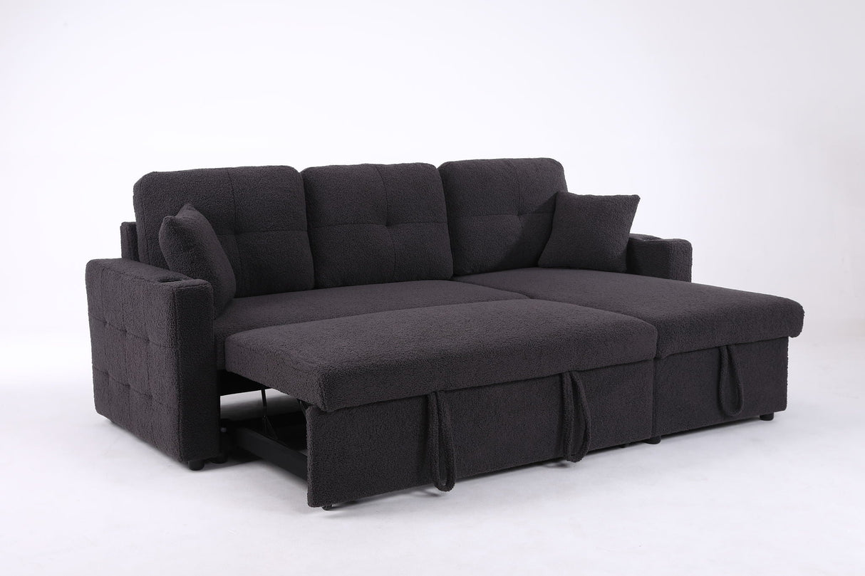 Lambswool - Pull Out Sleeper Sectional Sofa With Storage Chaise by Couch.com
