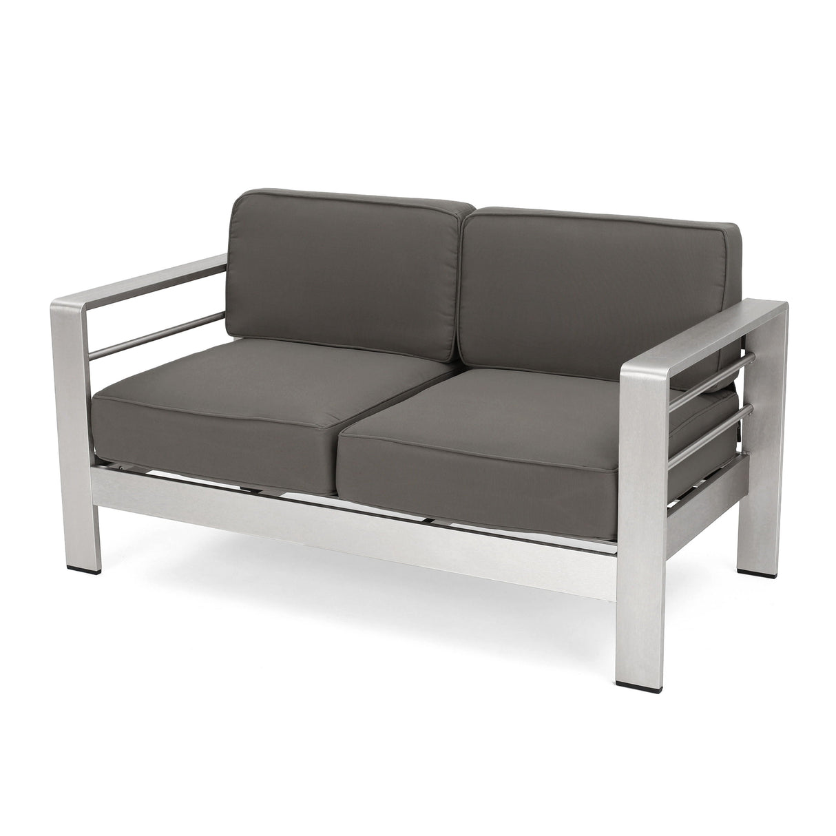 Outdoor Aluminum Loveseat With Cushion - Gray by Couch.com