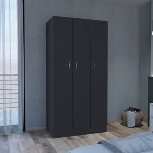 Wardrobe Armoire With 3 Doors And 2 Inner Drawers, 3 Doors - Black by Couch.com