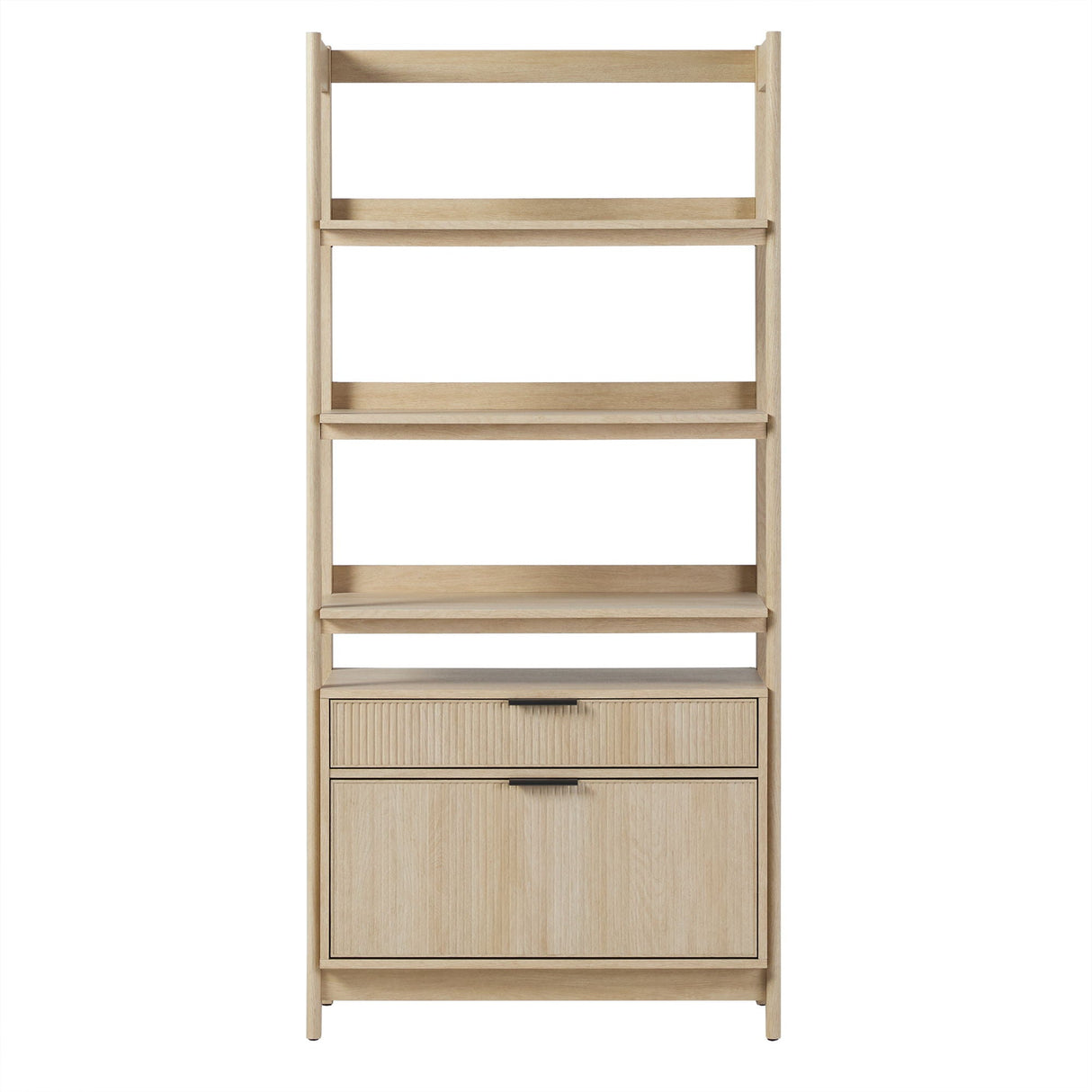 Transitional Wide Reeded Bookshelf With Drawers On Bottom by Couch.com