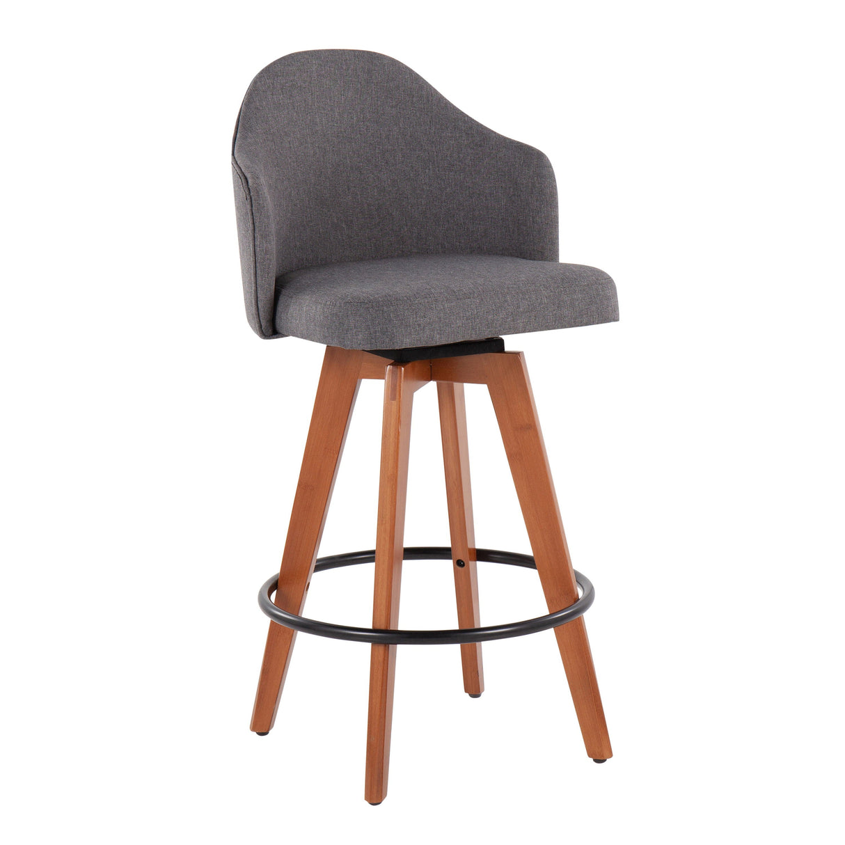 Ahoy - Contemporary Fixed Height Counter Stool With Bamboo Round Footrest (Set of 2) by Couch.com