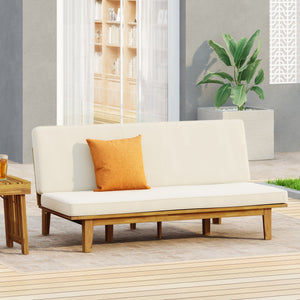 Outdoor Elegance Daybed With Convertible Design Cushion Frame - Beige