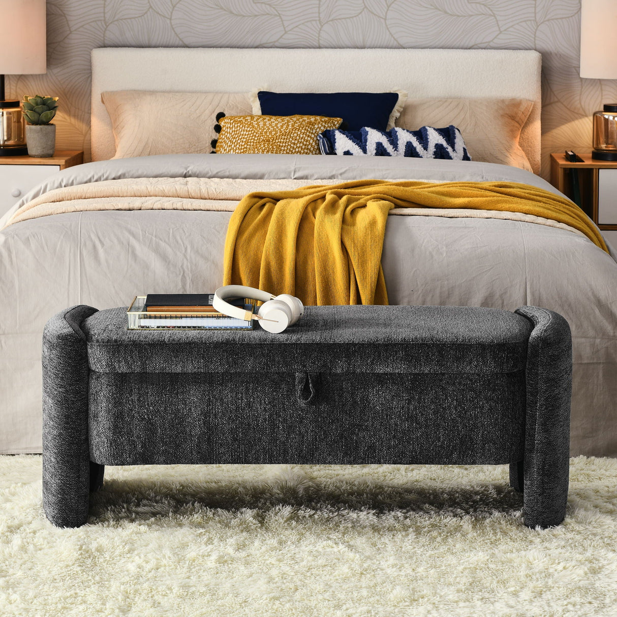 Oval Ottoman Storage Bench Chenille Bench With Large Storage Space For The Living Room, Entryway And Bedroom by Couch.com