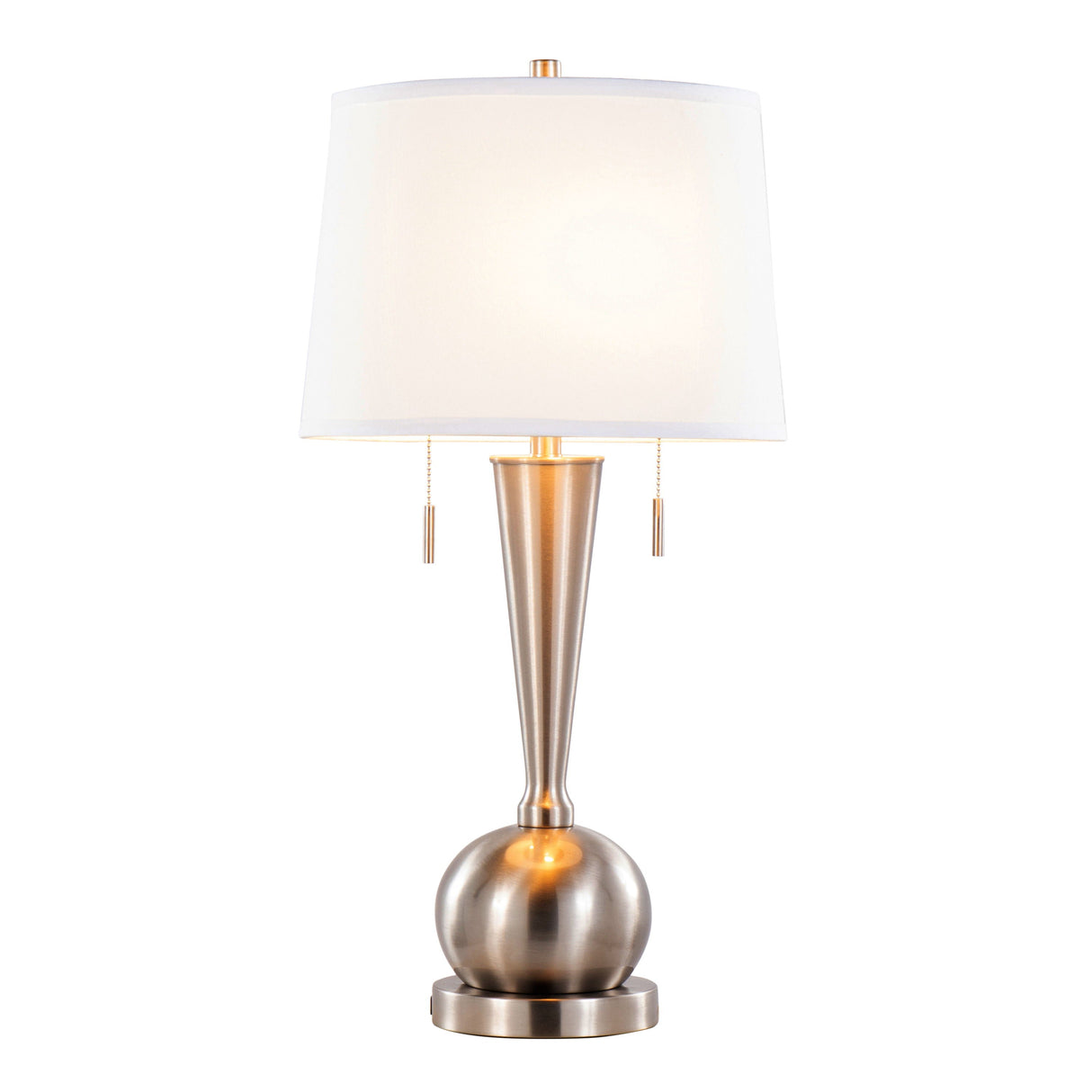 Jules - Contemporary Table Lamp Built In USB Port (Set of 2) - Nickel / White by Couch.com