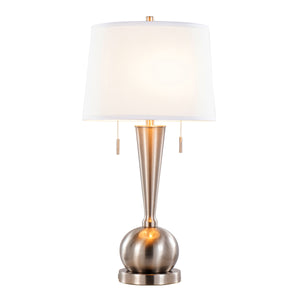 Jules - Contemporary Table Lamp Built In USB Port (Set of 2) - Nickel / White by Couch.com