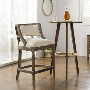 Paris 26.5' Farmhouse Counter Height Bar Stool with Backrest
