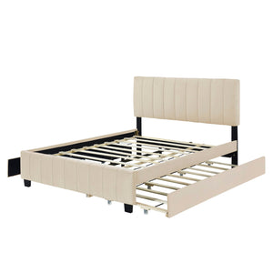 Platform UpholsteredBed With 2 Drawers And Twin Long Trundle by Couch.com