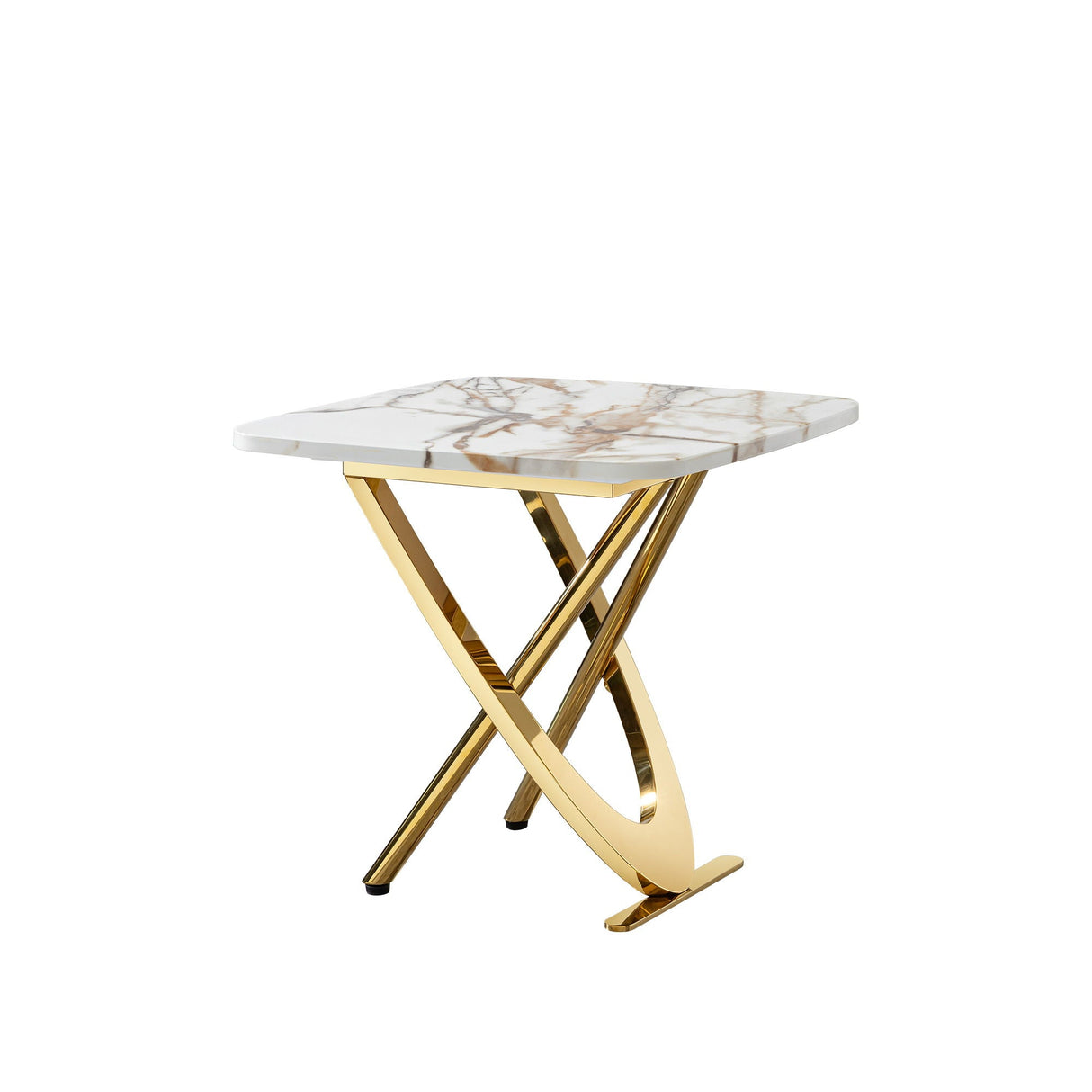 Contemporary Marble Pattern Top Table With Stainless Steel Base by Couch.com
