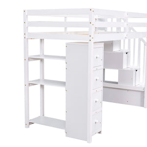 Loft Bed With Storage Drawers And Stairs With Shelves by Couch.com