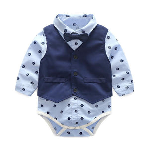 Luxury Modern Outfit Autumn Fashion Baby Boys Gentleman Bow Tie Rompers Pants Suit Baby Set For Celebrations