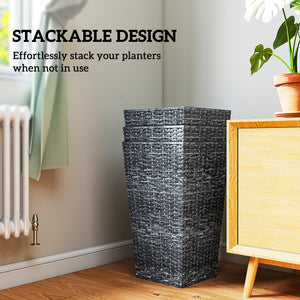 Taper Planters Set of 3 with Drainage Holes for Indoor and Outdoor Use