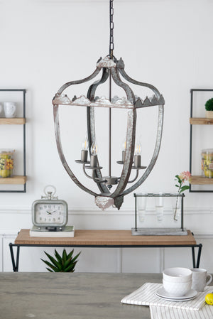 4 Light Metal Chandelier, Hanging Light Fixture With Adjustable Chain For Kitchen, Bulb Not Included - Gray by Couch.com