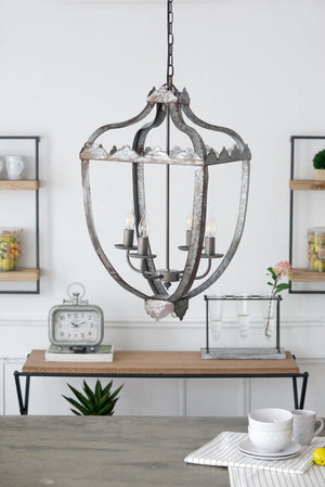 4 Light Metal Chandelier, Hanging Light Fixture With Adjustable Chain For Kitchen, Bulb Not Included - Gray by Couch.com