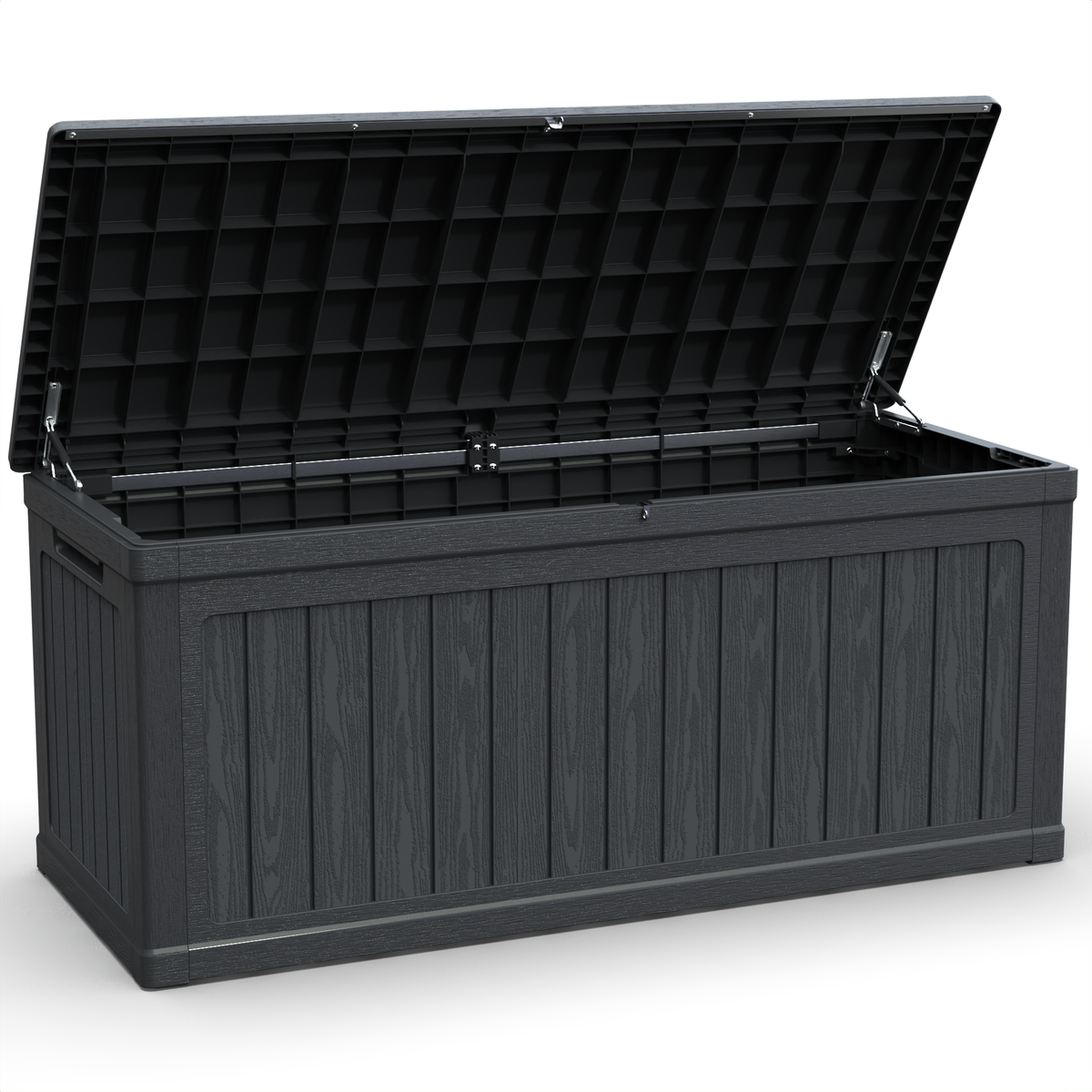 260 Gallon XXL Waterproof Outdoor Deck Box, Resin, Lockable Patio Storage for Cushions and Garden Tools, Black