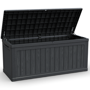 260 Gallon XXL Waterproof Outdoor Deck Box, Resin, Lockable Patio Storage for Cushions and Garden Tools, Black