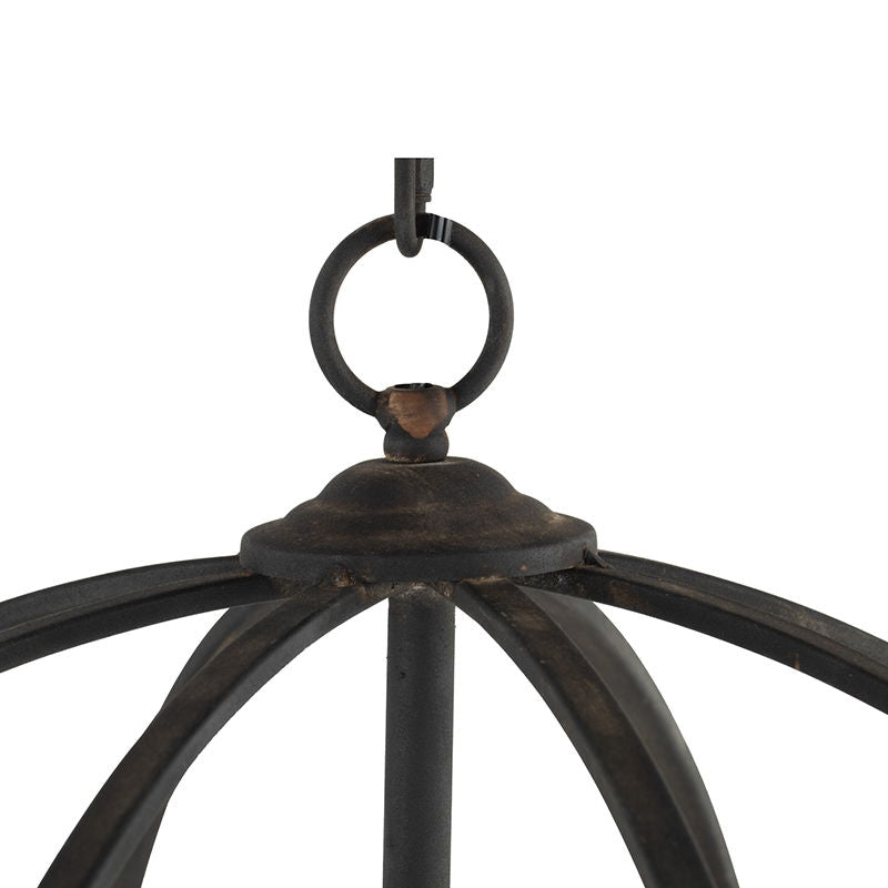 4 Light Metal Chandelier in Black Iron with Adjustable Chain