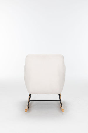 Rocking Chair Nursery, Teddy Glider Rocker With High Backrest, Reading Chair Modern Rocking Accent Chairs Glider Recliner For Living Room - Cream by Couch.com