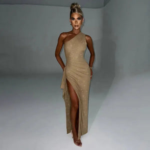 Elegant Shiny Backless Dress for Women