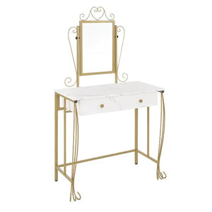 Vanity Table Set With Mirror & Stool,White Makeup Dressing Desk With Drawers For Girls,Women,Bedroom,Gift
