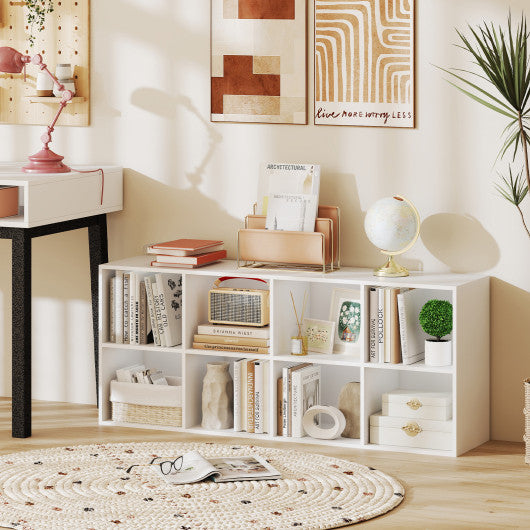 8-Cube Bookcase Bookshelf with 2 Anti-Tipping Kits Storage Organizer-White