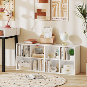 8-Cube Bookcase Bookshelf with 2 Anti-Tipping Kits Storage Organizer-White