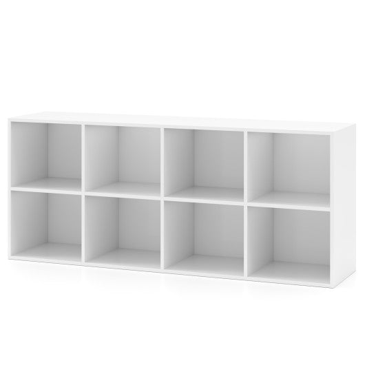 8-Cube Bookcase Bookshelf with 2 Anti-Tipping Kits Storage Organizer-White