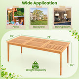 8-Person Outdoor Acacia Wood Dining Rectangular Bistro Table with Umbrella Hole